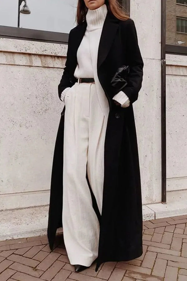 Loose Solid Color Long Sleeve Long Coat