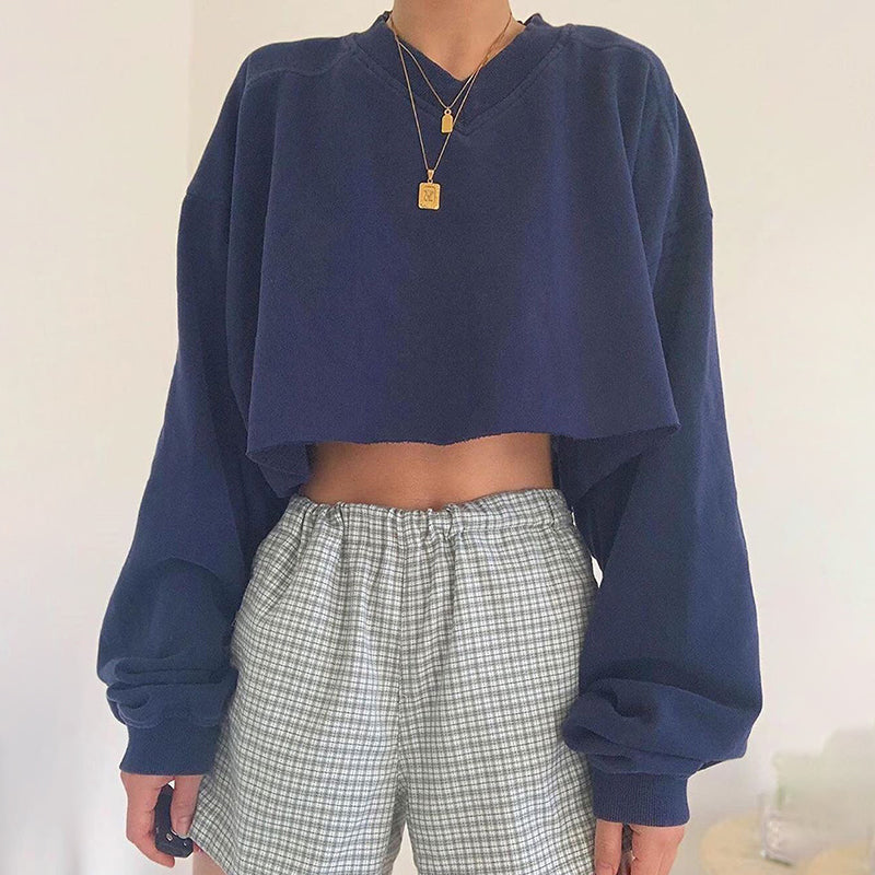 New Loose Casual V-neck Short Sweater
