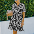 V-Neck Tie Floral Chiffon Dress