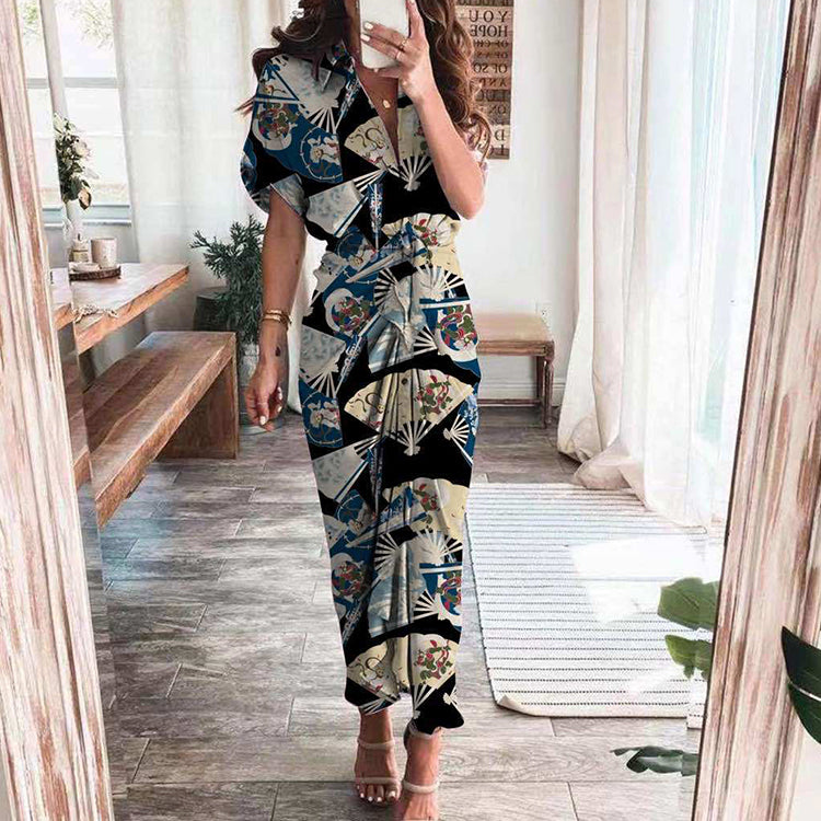 Printed Sexy Strap Irregular Dress