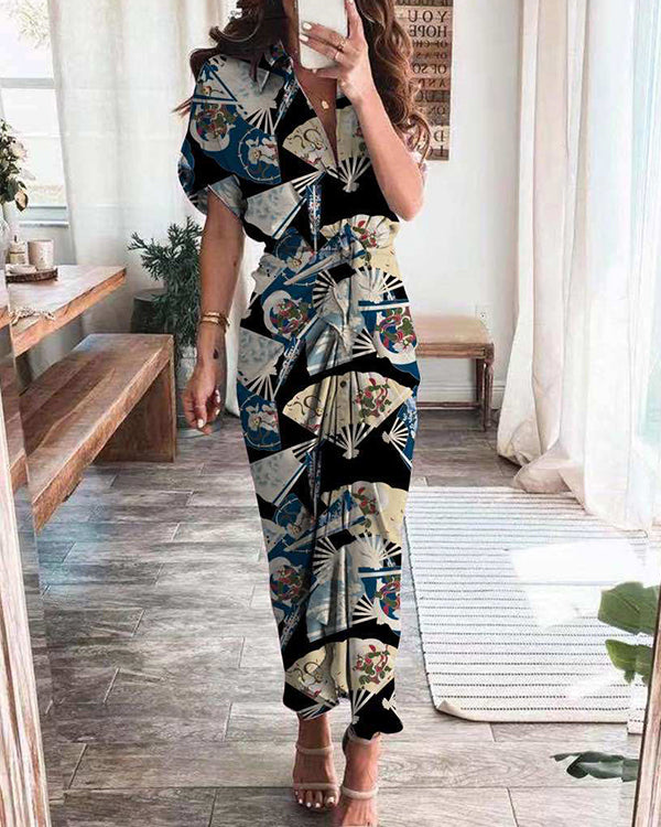 Printed Sexy Strap Irregular Dress
