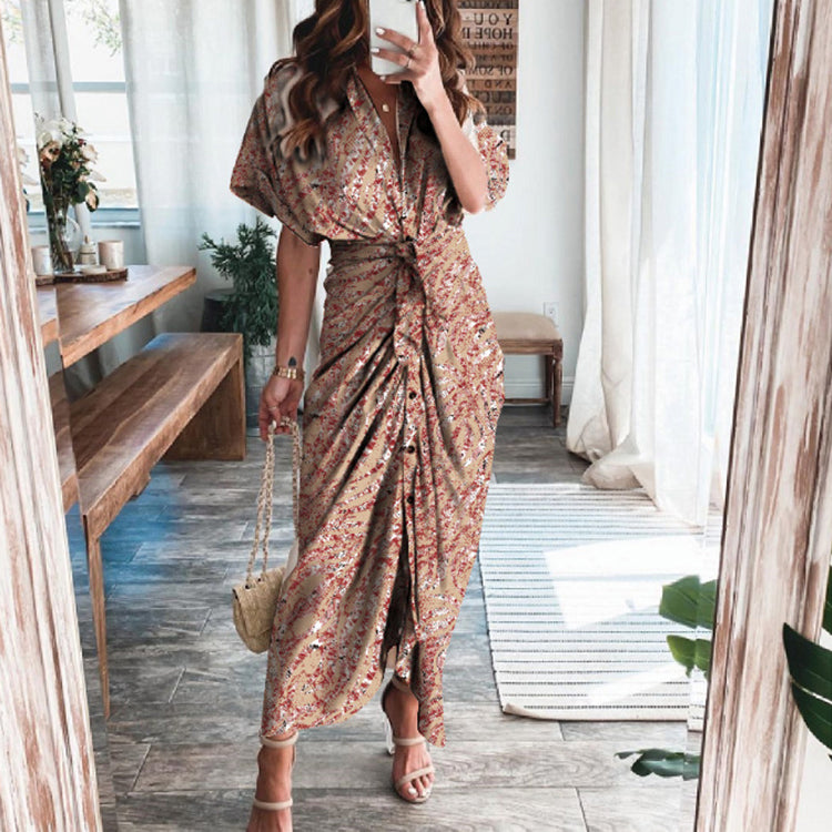 Printed Sexy Strap Irregular Dress