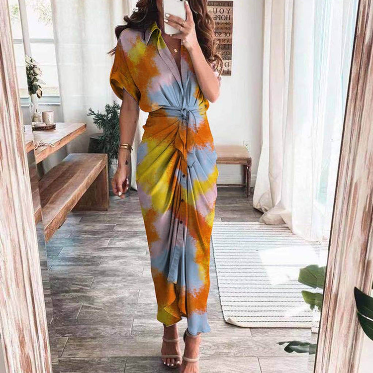 Printed Sexy Strap Irregular Dress