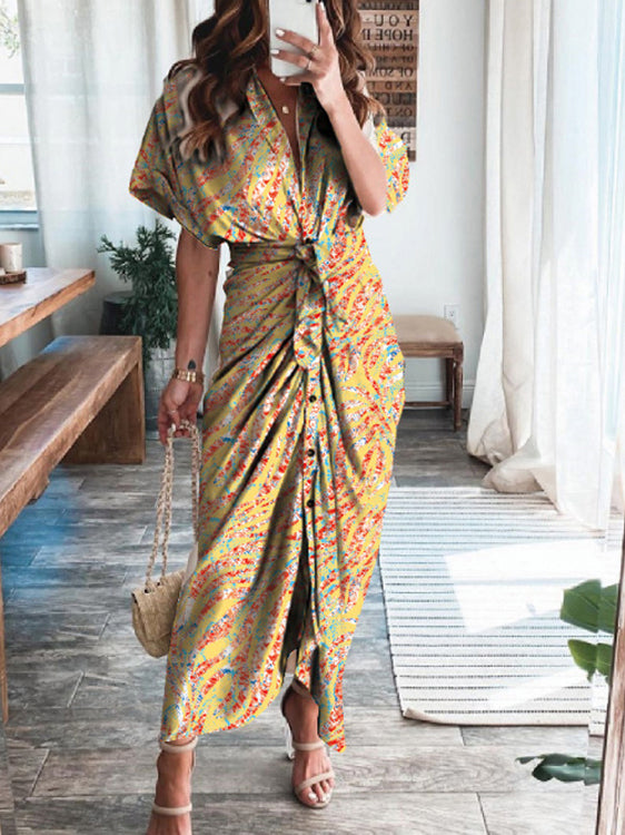 Printed Sexy Strap Irregular Dress