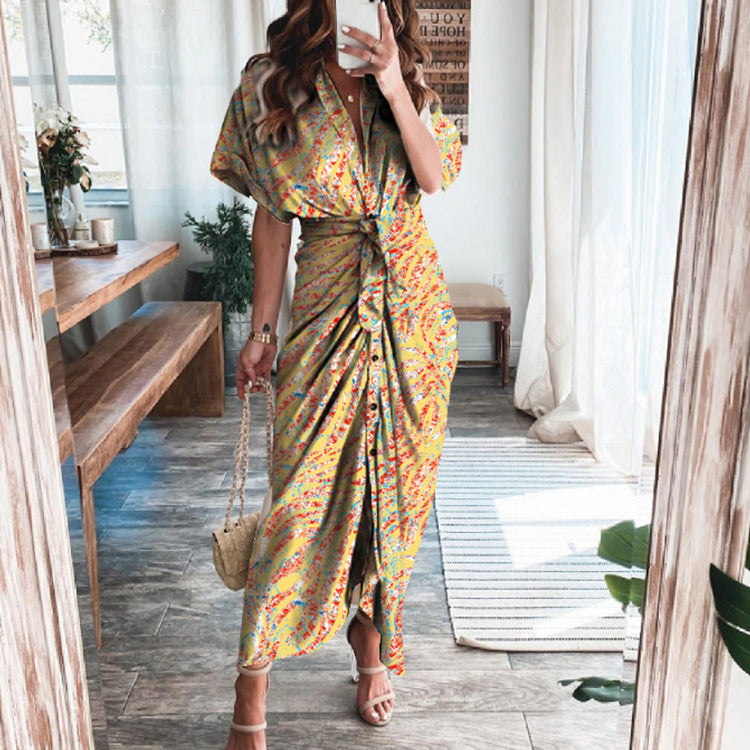 Printed Sexy Strap Irregular Dress