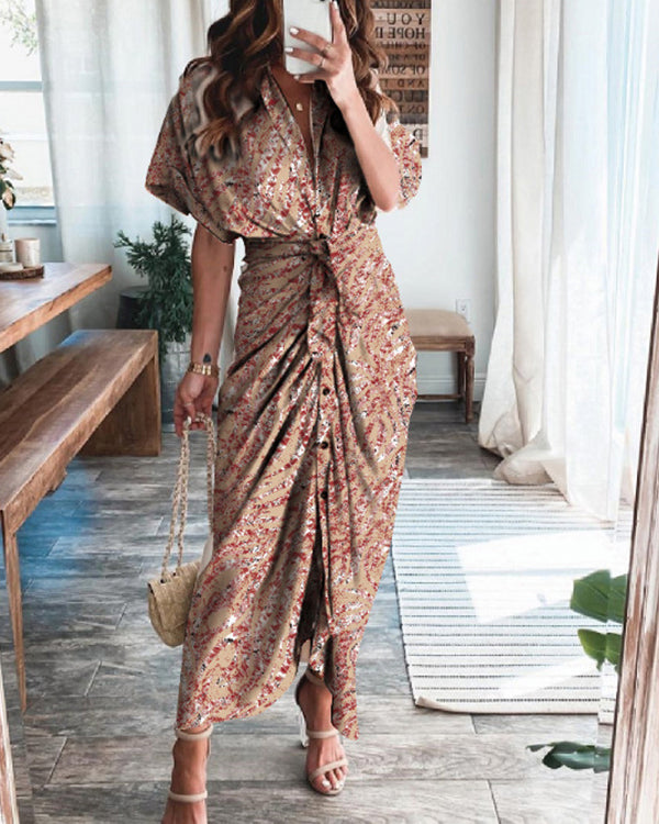Printed Sexy Strap Irregular Dress