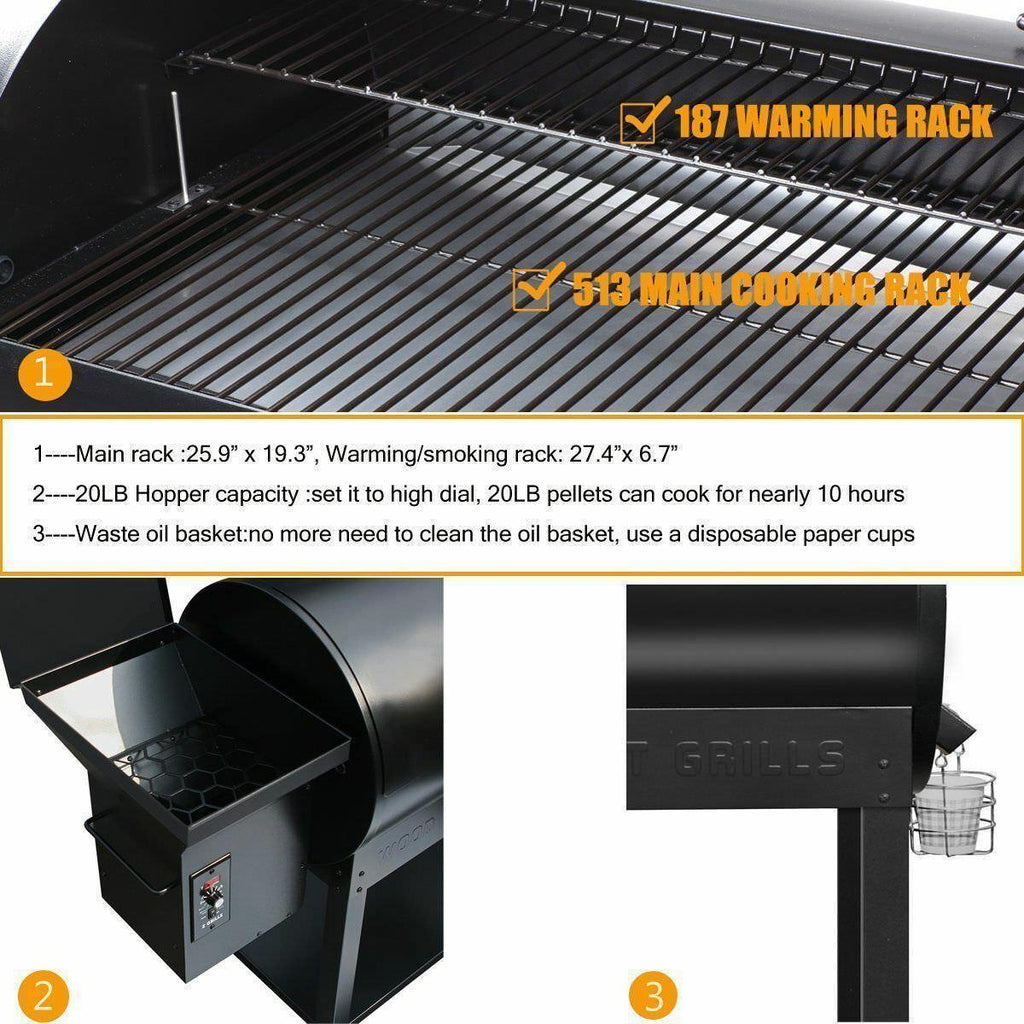 ZPG-7002B 2021 Upgrade Pellet Grill& Smoker 8 in 1 BBQ Grill+Cover