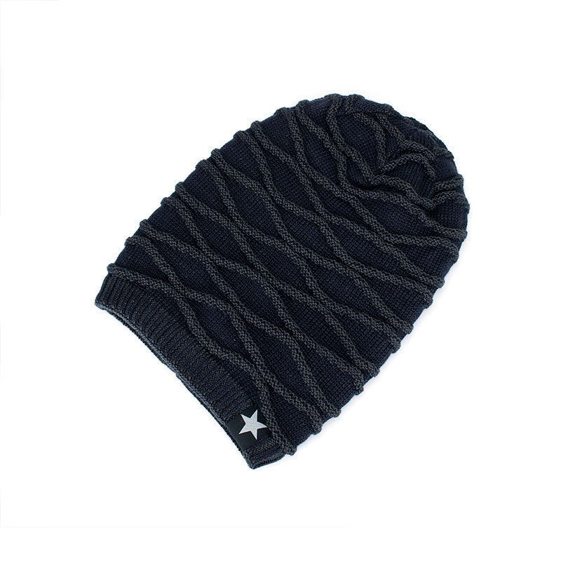 Men's Outdoor Pullover Warm Black Five-star Knitted Hat