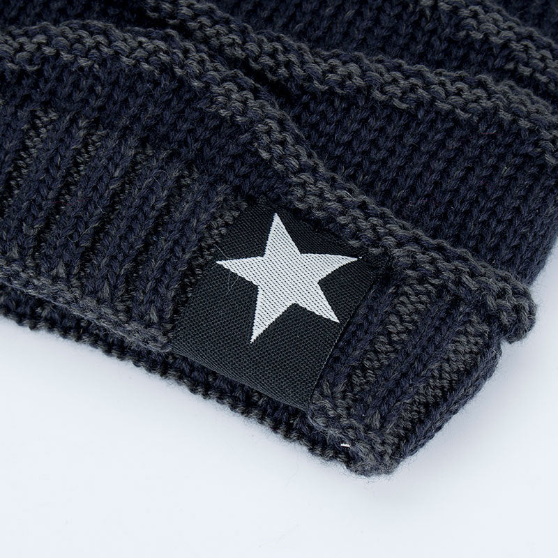 Men's Outdoor Pullover Warm Black Five-star Knitted Hat
