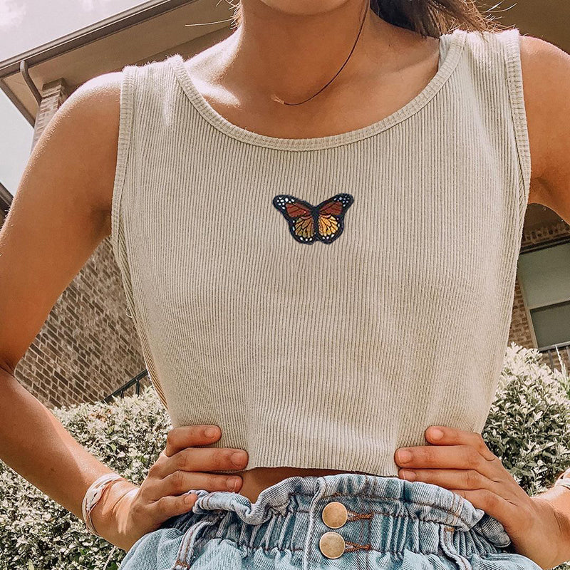Vintage Butterfly Print Vest