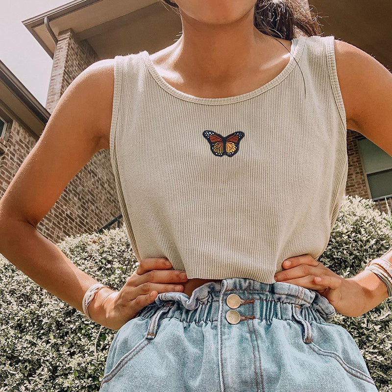 Vintage Butterfly Print Vest