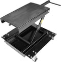 Stark 1100lbs Motorcycle Scissor Jack Lift Wide Stand Hand Crank w/ Dolly Bike Rack and Wheels, Black