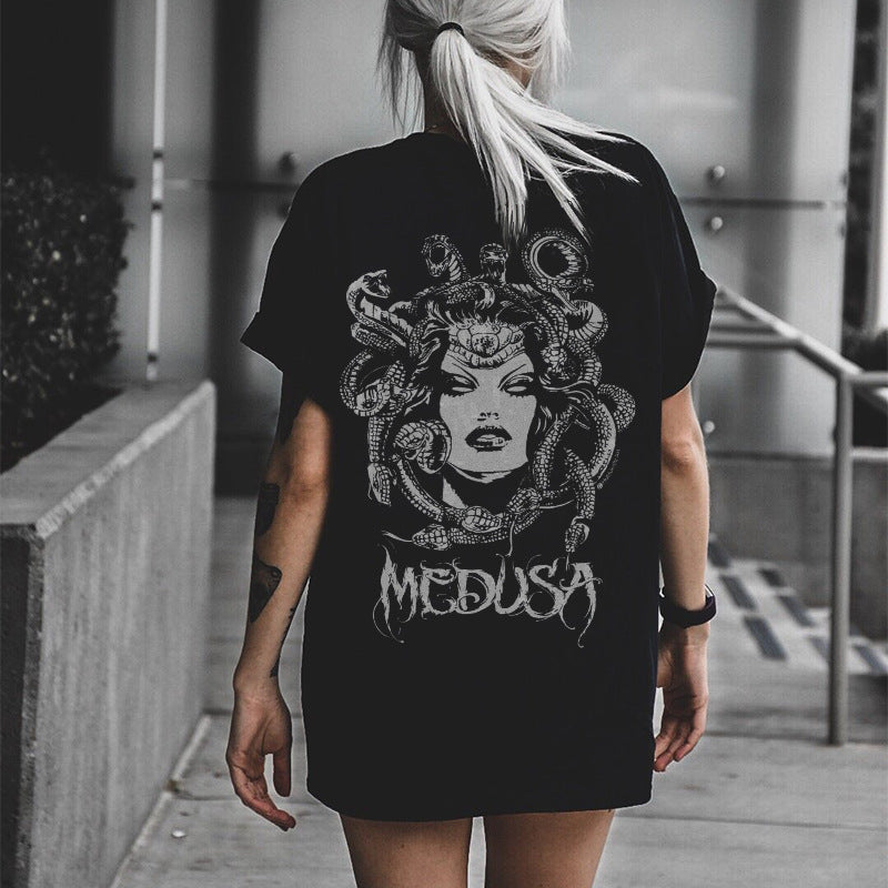 Medusa Print Ladies Loose T-shirt