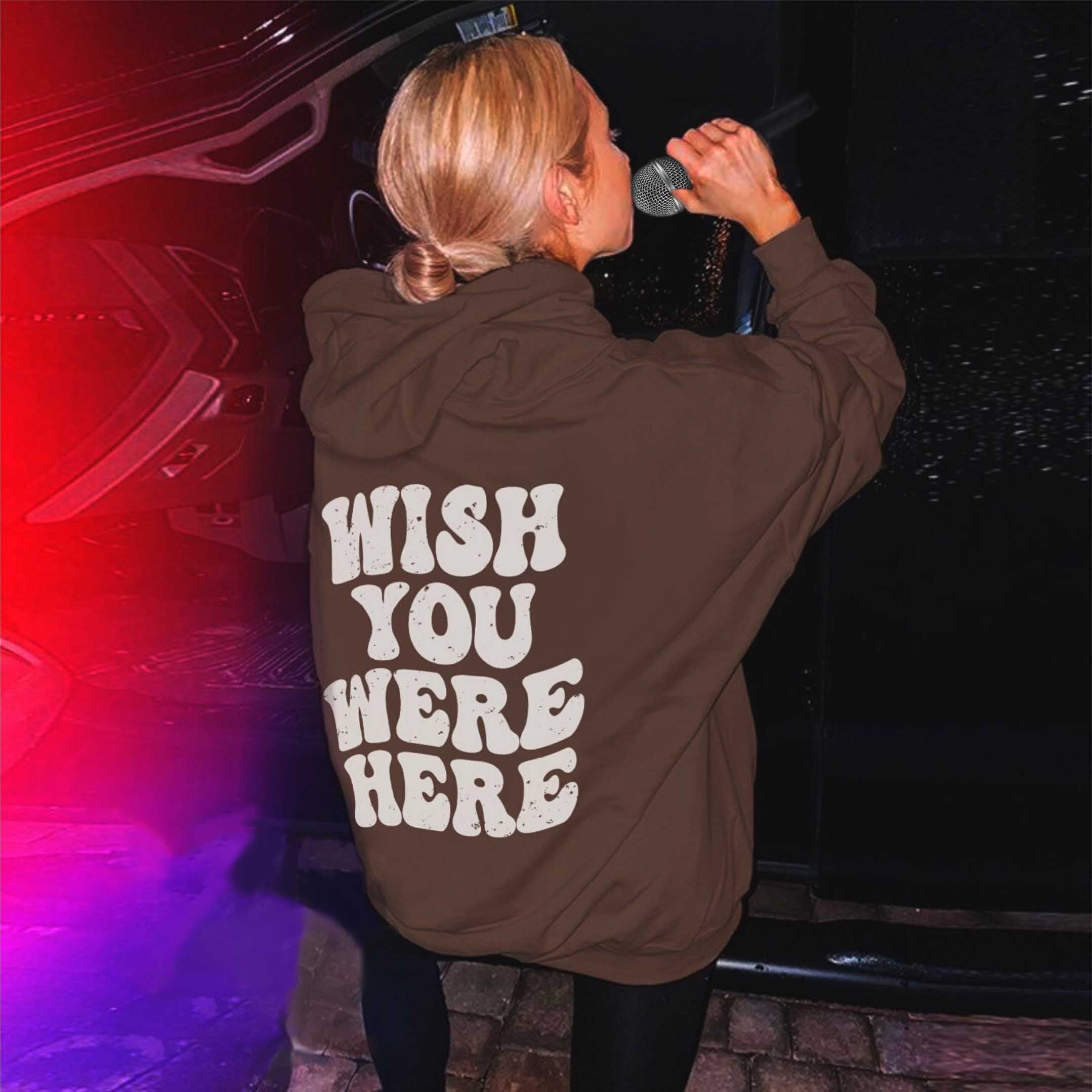 Wish You Were Here Print Women's Casual Hoodie