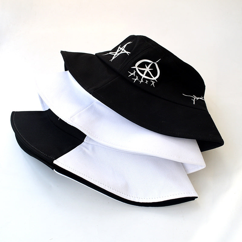 Black And White Graffiti Fisherman Hat Male Trendy Brand Hip-hop Street Trendy Basin Hat