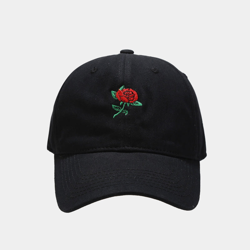 Rose Embroidered Soft Top Baseball Cap