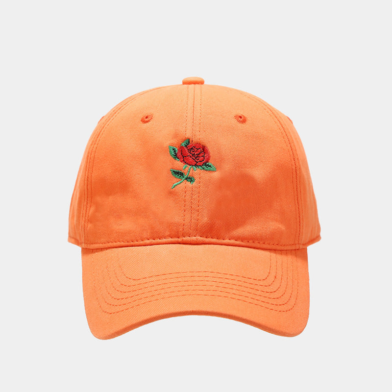 Rose Embroidered Soft Top Baseball Cap