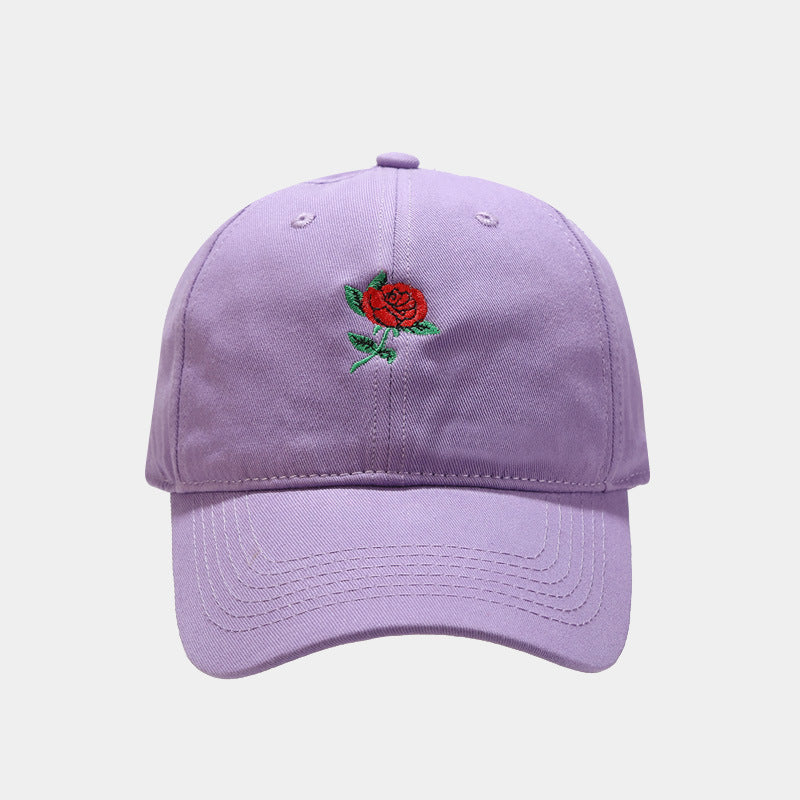 Rose Embroidered Soft Top Baseball Cap