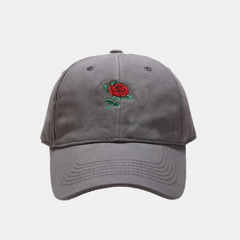 Rose Embroidered Soft Top Baseball Cap