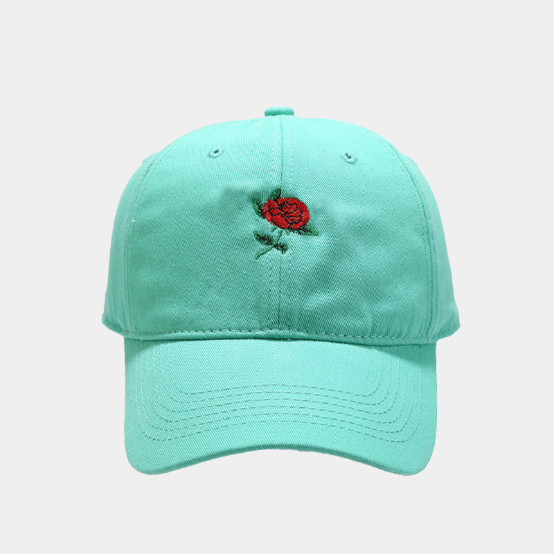 Rose Embroidered Soft Top Baseball Cap
