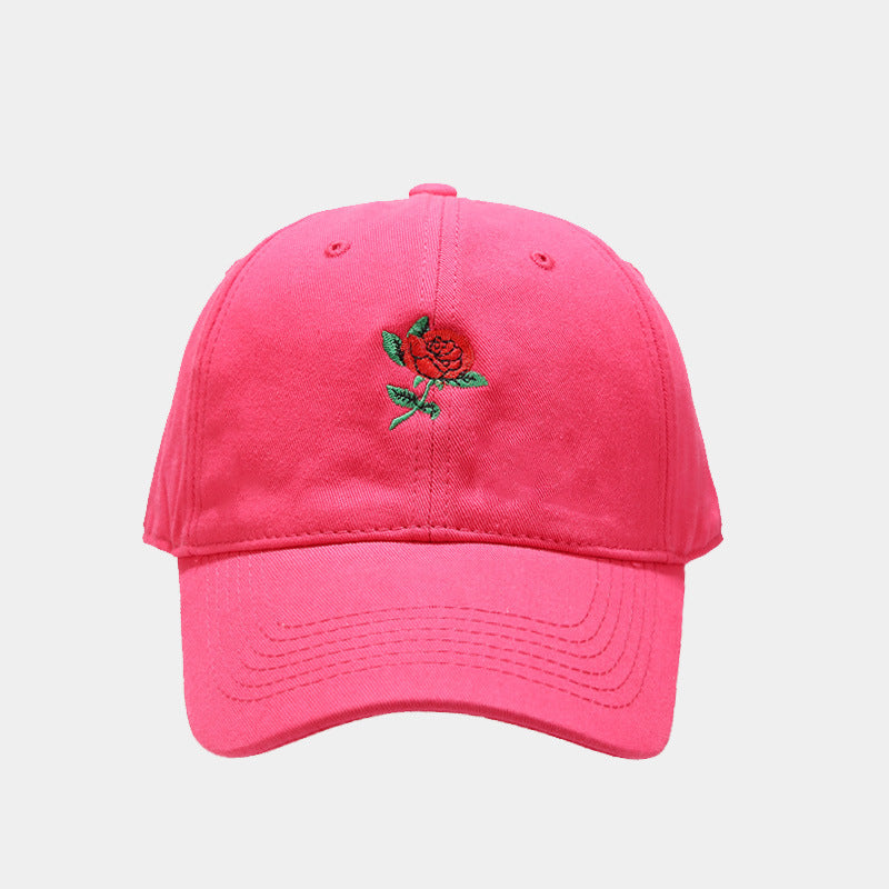 Rose Embroidered Soft Top Baseball Cap