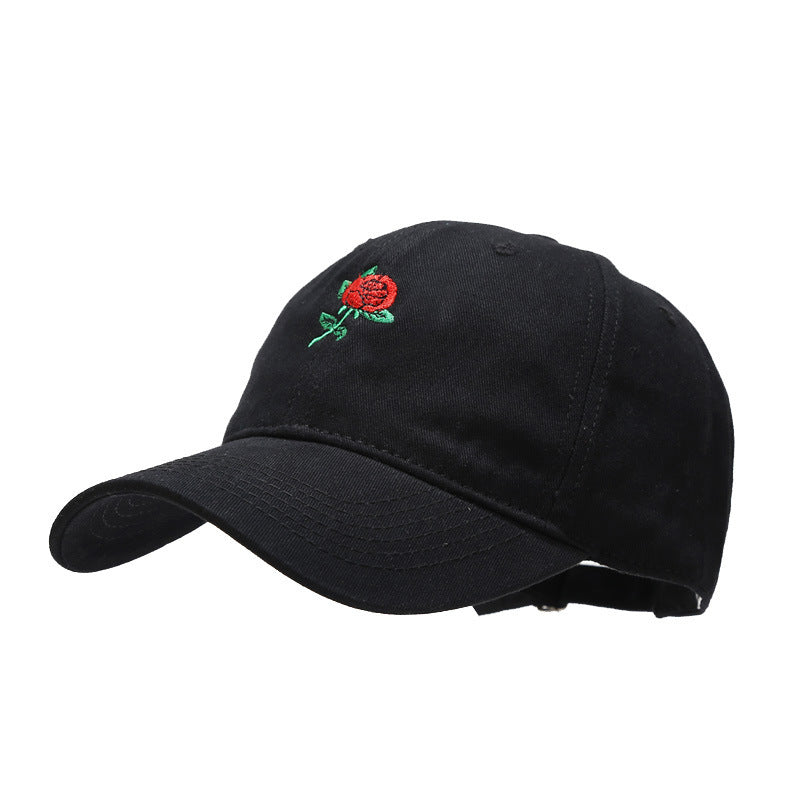 Rose Embroidered Soft Top Baseball Cap