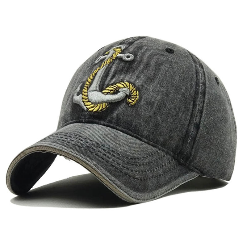 Anchor Washed Embroidered Baseball Retro Casual Peaked Cap