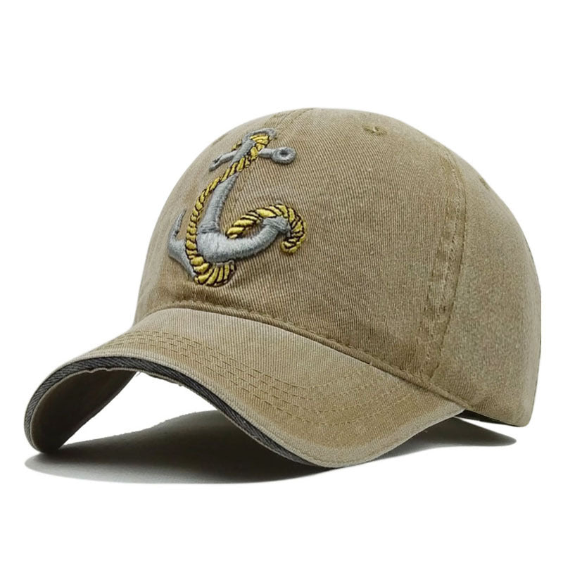 Anchor Washed Embroidered Baseball Retro Casual Peaked Cap