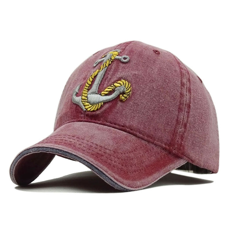 Anchor Washed Embroidered Baseball Retro Casual Peaked Cap