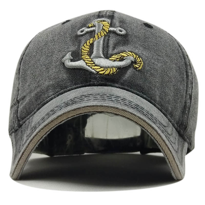 Anchor Washed Embroidered Baseball Retro Casual Peaked Cap