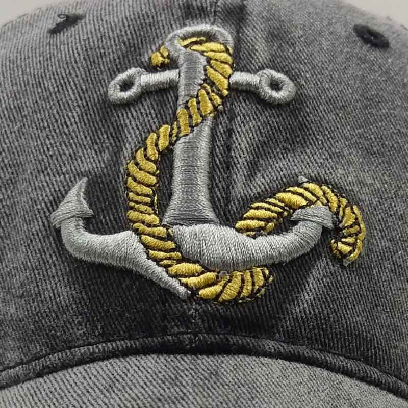 Anchor Washed Embroidered Baseball Retro Casual Peaked Cap