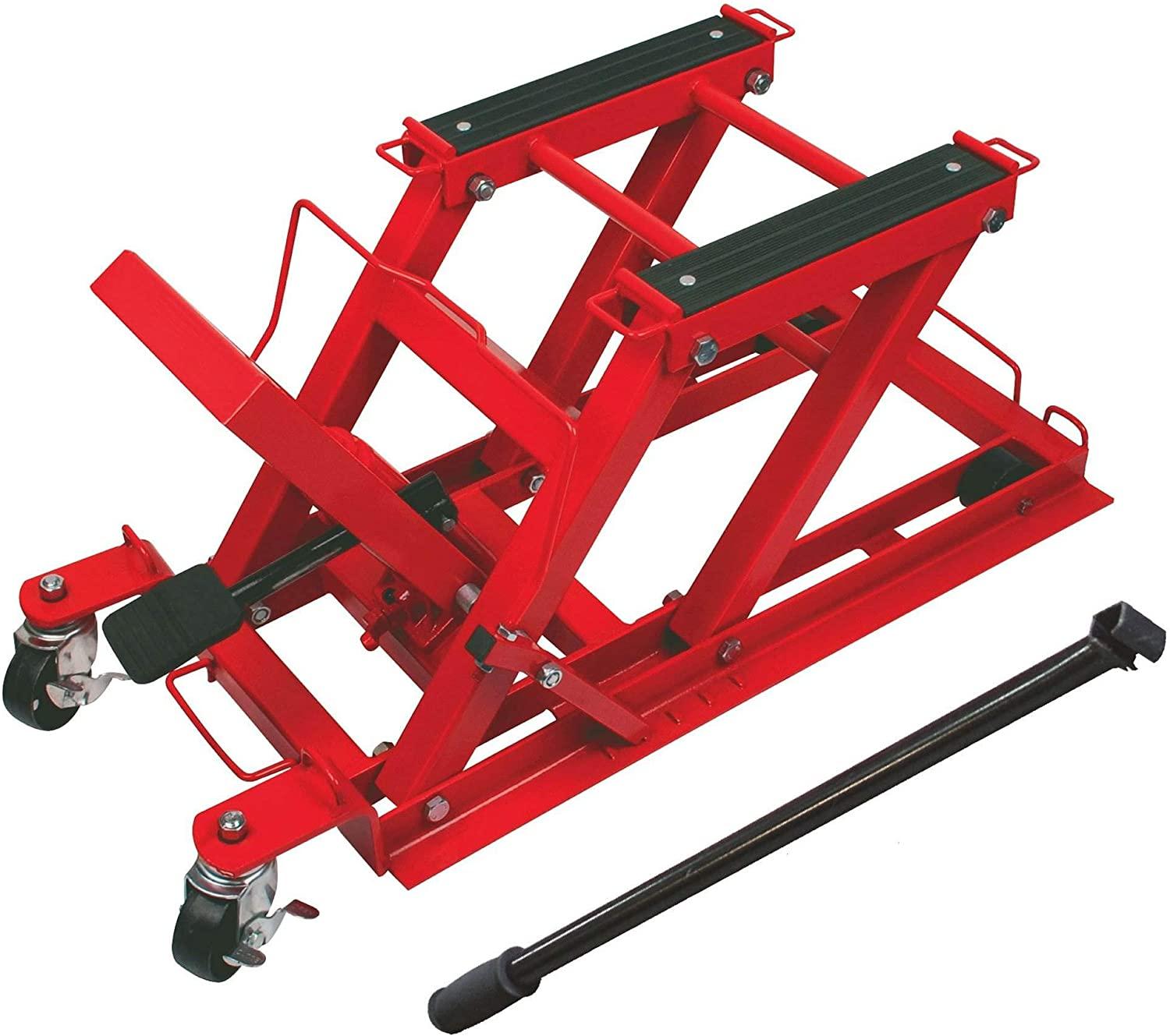 BIG RED T64017 Torin Hydraulic Powersports Lift Jack (Motorcycle, ATV, UTV, Snowmobile): 3/4 Ton (1,500 lb) Capacity, Red