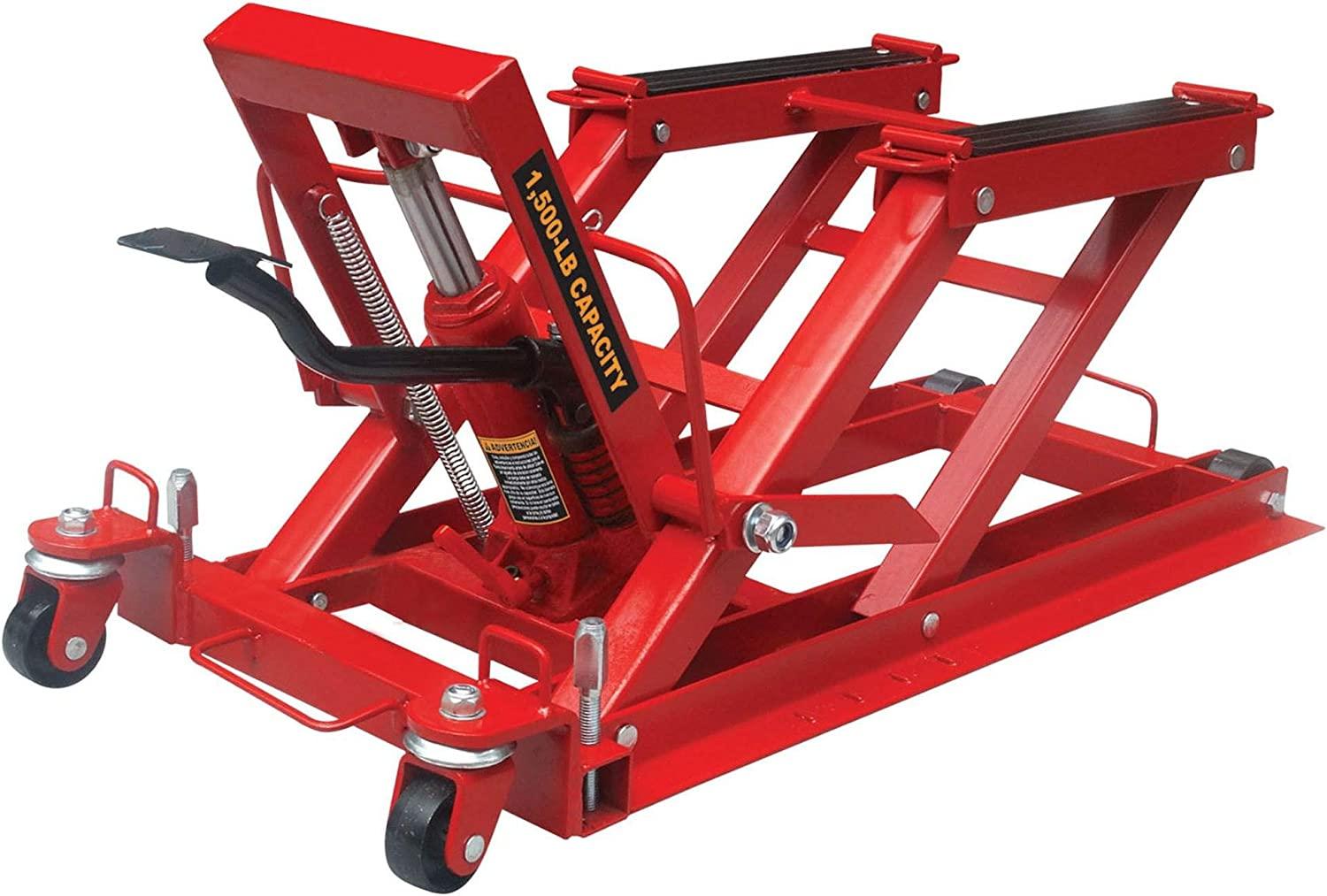 BIG RED T64017 Torin Hydraulic Powersports Lift Jack (Motorcycle, ATV, UTV, Snowmobile): 3/4 Ton (1,500 lb) Capacity, Red
