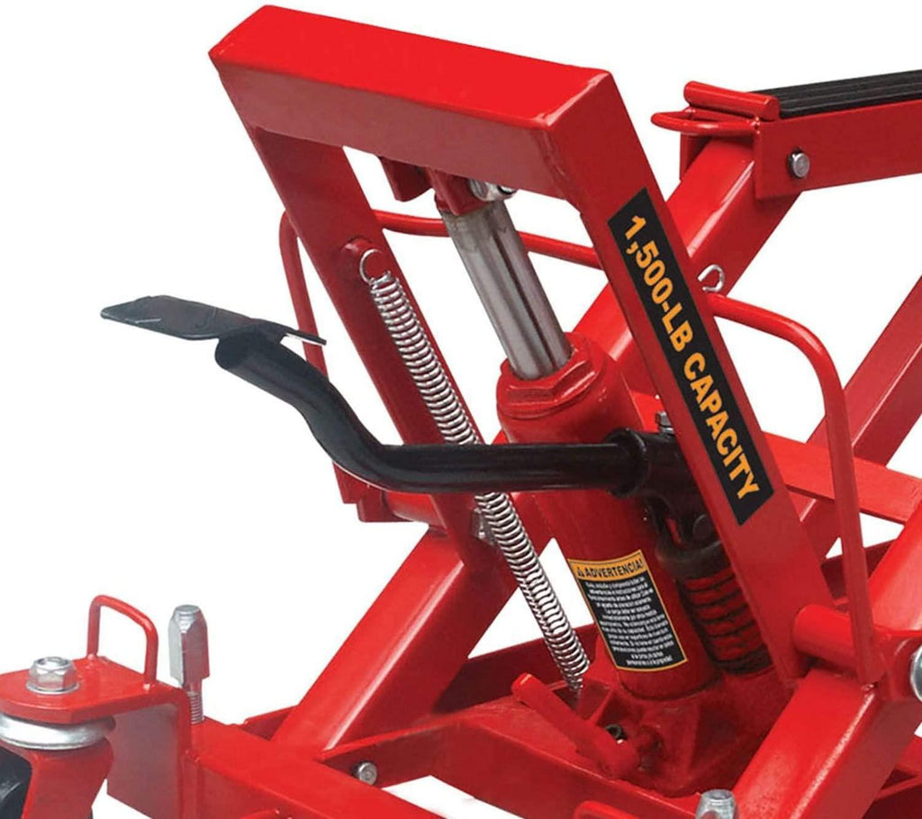 BIG RED T64017 Torin Hydraulic Powersports Lift Jack (Motorcycle, ATV, UTV, Snowmobile): 3/4 Ton (1,500 lb) Capacity, Red