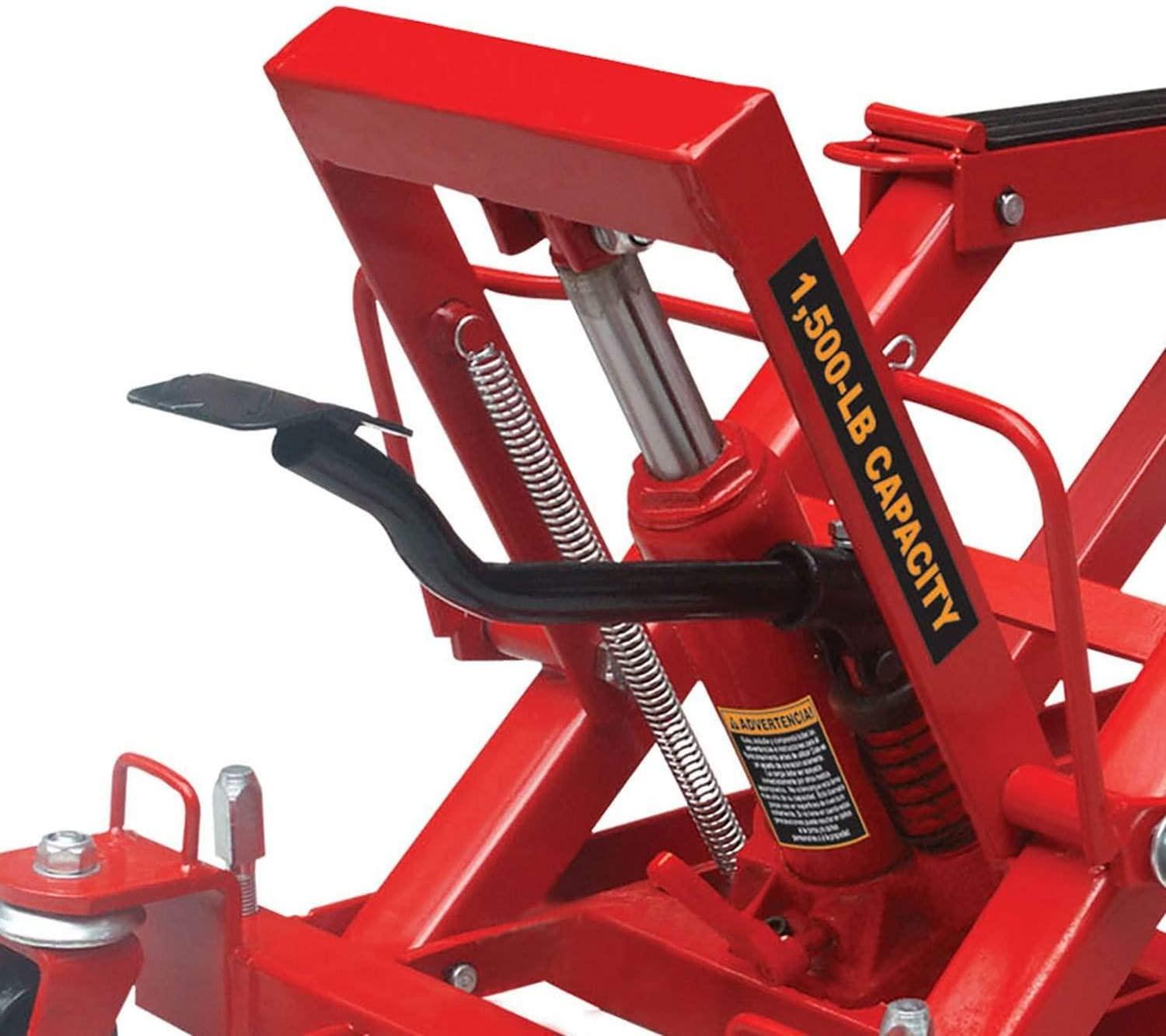 BIG RED T64017 Torin Hydraulic Powersports Lift Jack (Motorcycle, ATV, UTV, Snowmobile): 3/4 Ton (1,500 lb) Capacity, Red