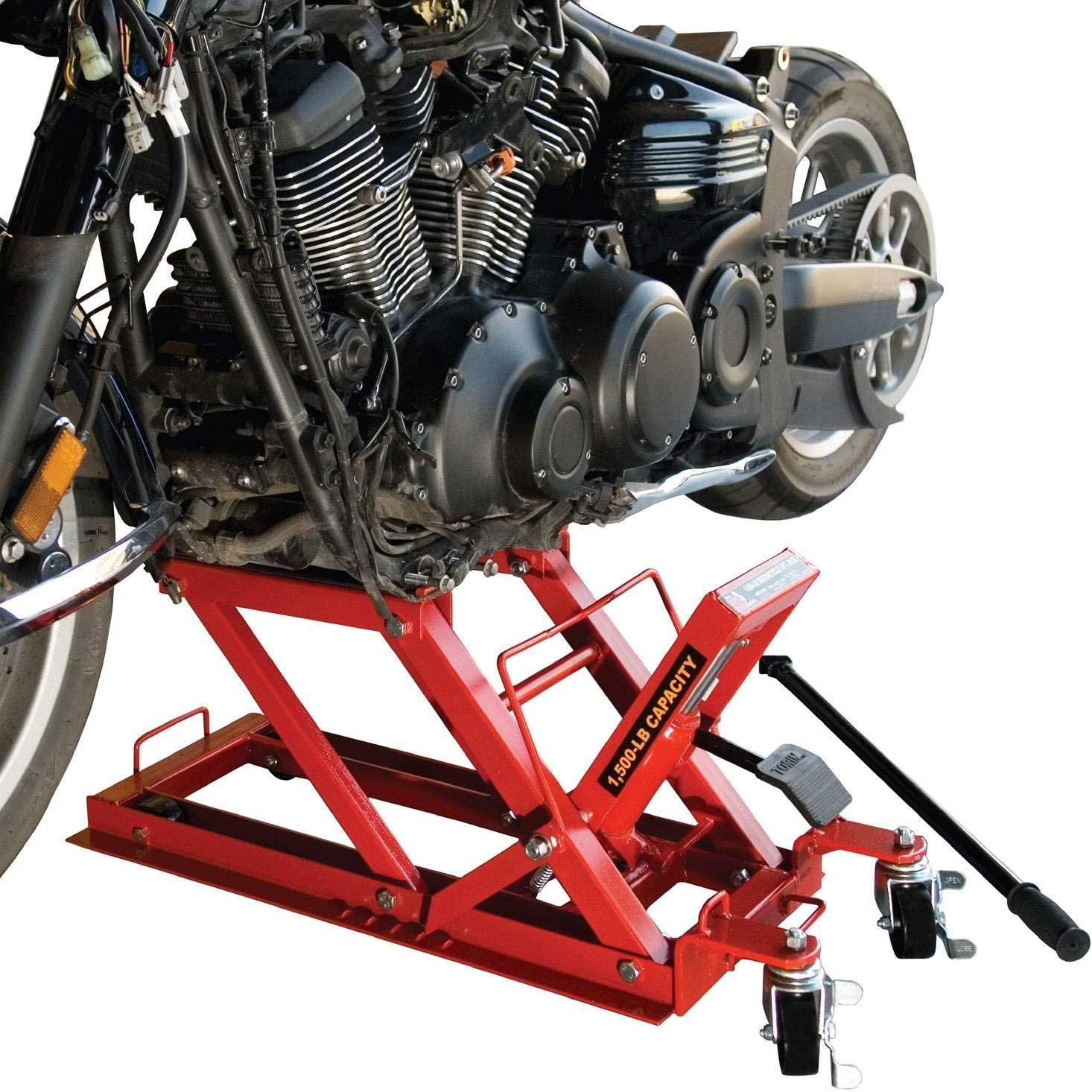 BIG RED T64017 Torin Hydraulic Powersports Lift Jack (Motorcycle, ATV, UTV, Snowmobile): 3/4 Ton (1,500 lb) Capacity, Red