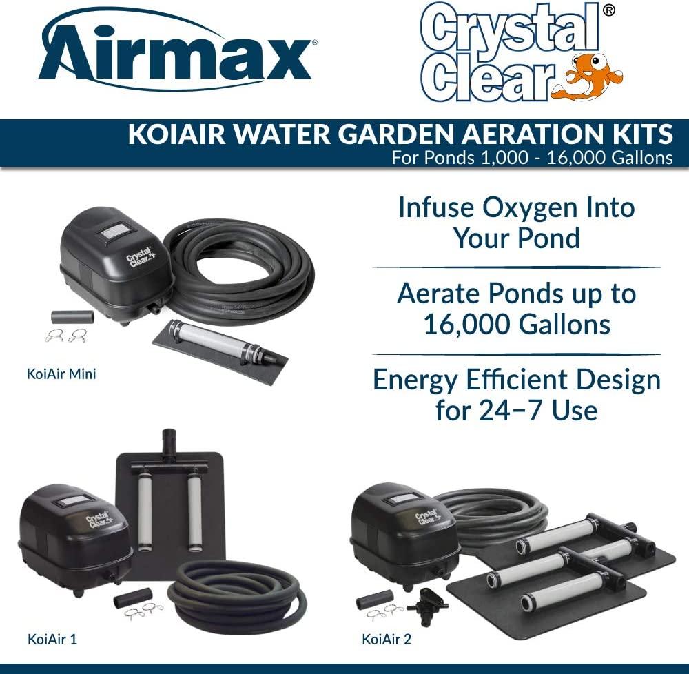 CrystalClear KoiAir1 , Aeration Kit for Water Gardens & Koi Fish Ponds up to 8,000 Gallons, Quiet & Energy Efficient, Made for Year-Round Use to Maintain Clean & Clear Water