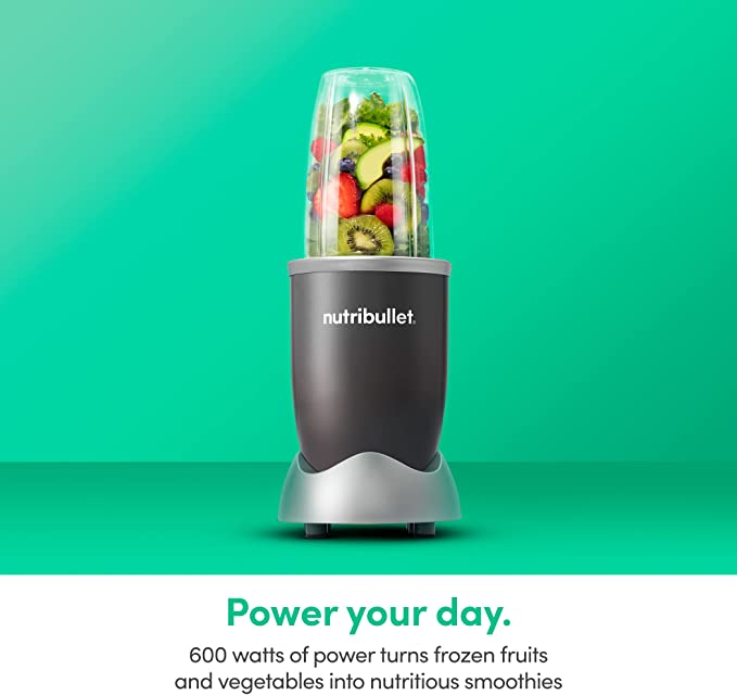 nutribullet personal blender for shakes, smoothies, food prep, and frozen blending, 24 ounces, 600 watt, gray, (nbr-0601)