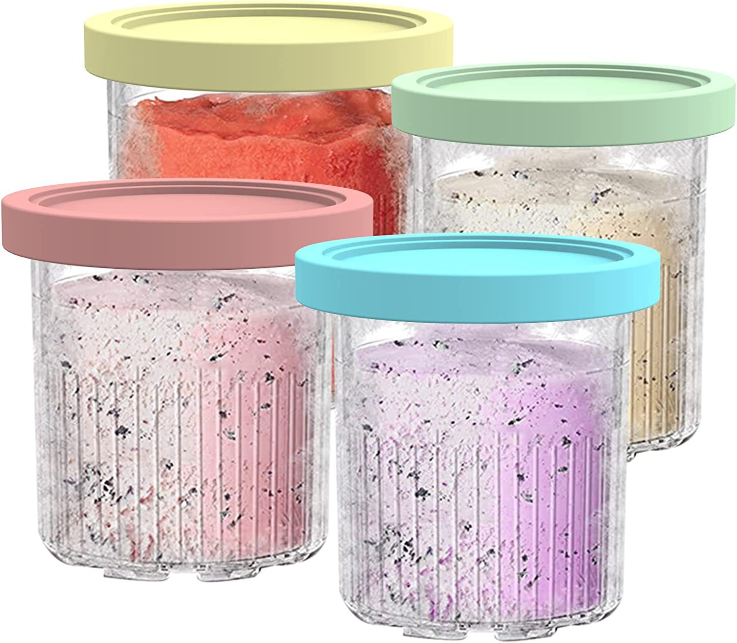 Ninja XSKPNTLD2 Creami Deluxe Pints 4 Pack, Compatible with NC500 Series Creami  eluxe Ice Cream Makers, BPA-Free & Dishwasher Safe