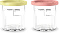 Ninja XSKPNTLD2 Creami Deluxe Pints-2 Pack, compatible with nc500 series creami deluxe ice cream makers, bpa-free & dishwasher safe, 16 oz, coral & yellow lids