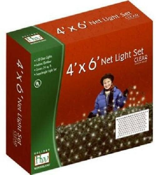 Holiday Wonderland 48950-88 150 Light Count 4' x 6' Clear Net Christmas Lights - Quantity of 4 sets