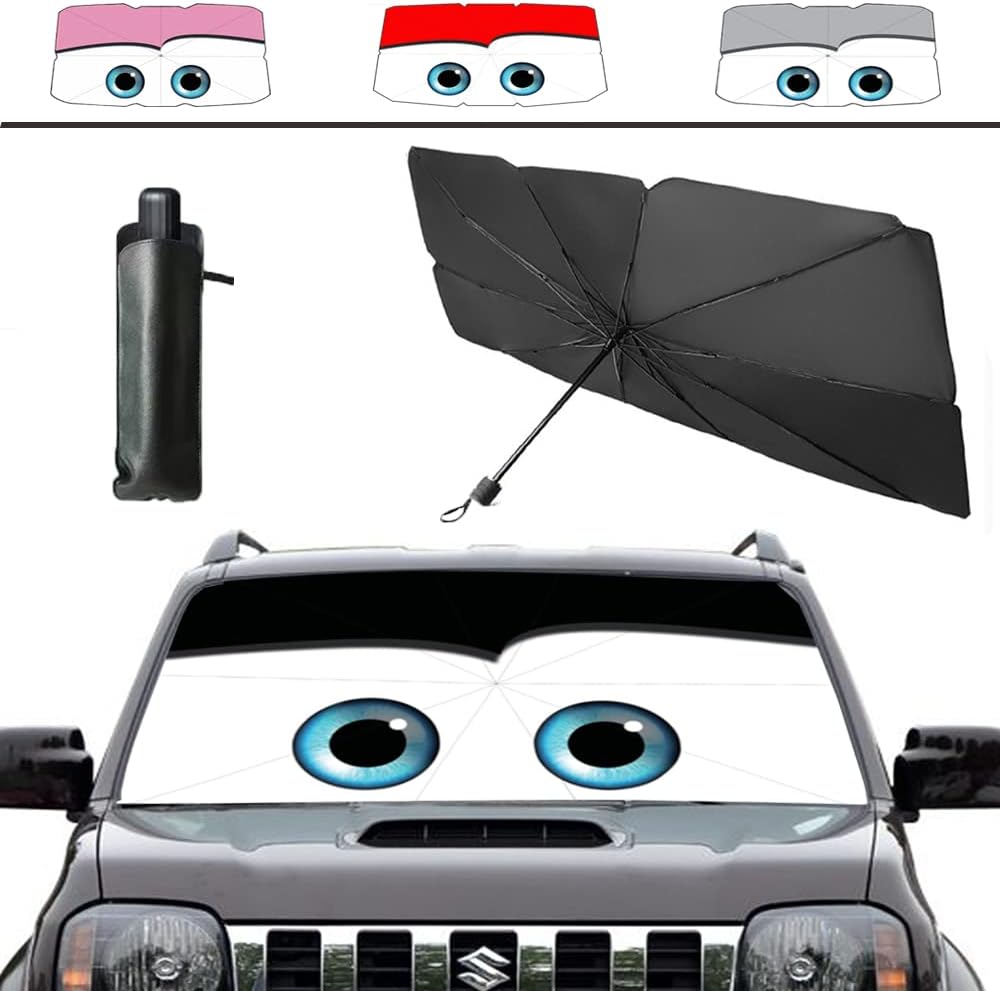 Coricha Windshield Sunshade Umbrella Brella Shade for Car Sun Shade Cover 31 * 57" As Seen on TV UV Block Front Window Heat Insulation Protection (Black Eyes)
