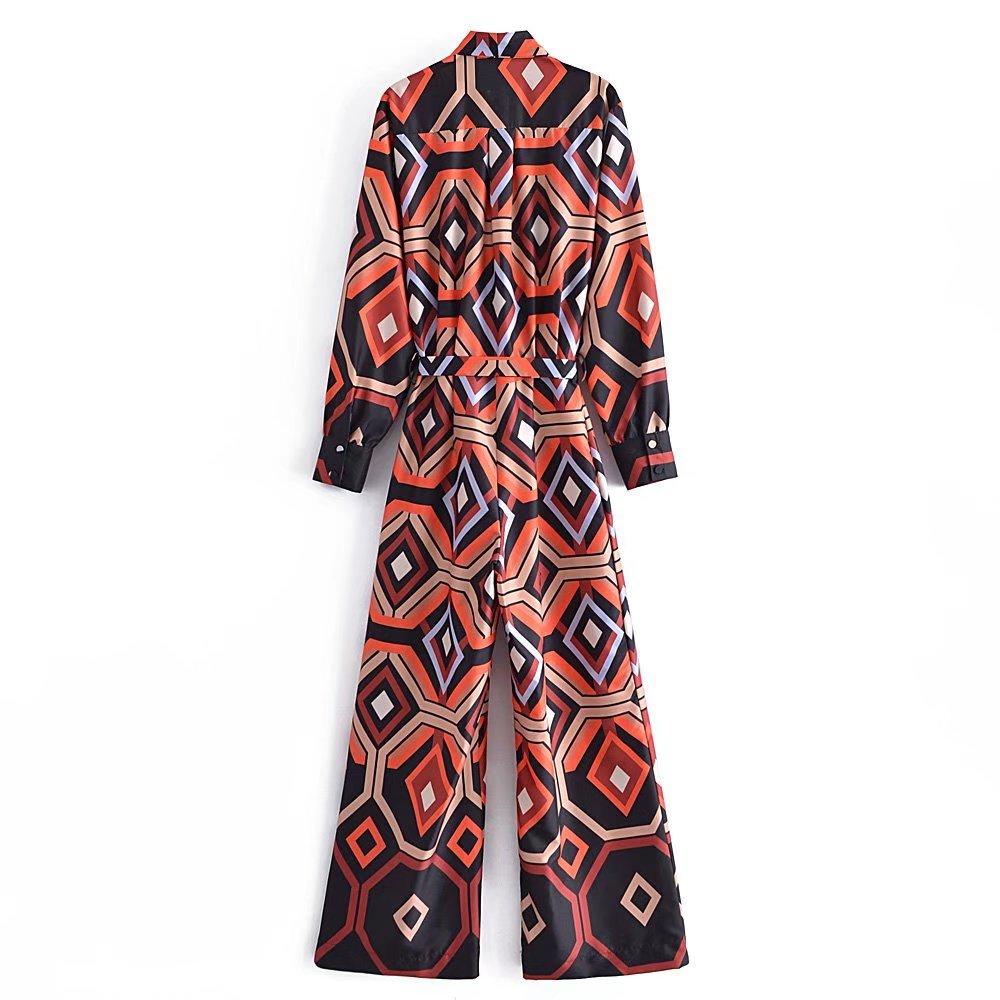printed jumpsuit with belt