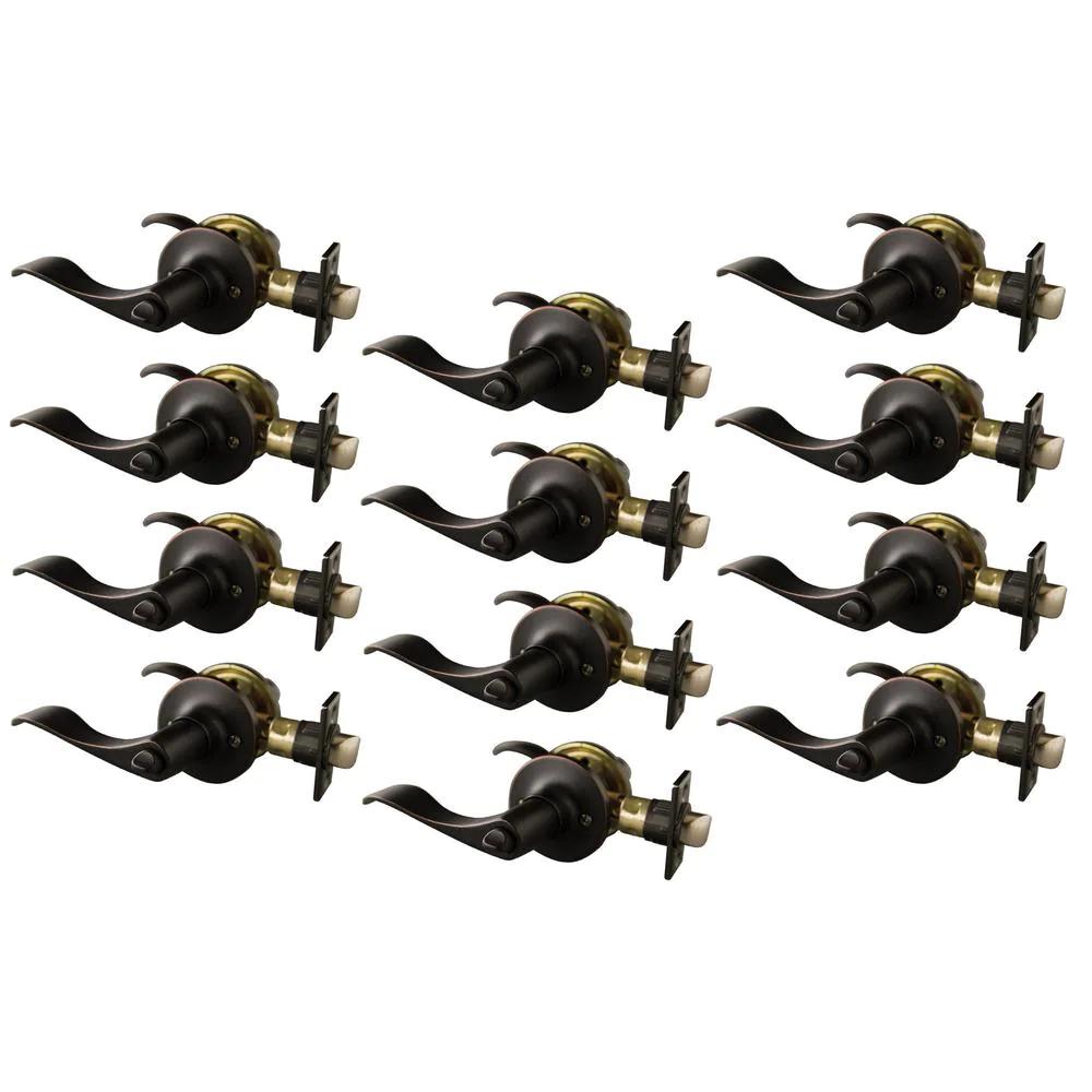 Stratford Oil Rubbed Bronze Privacy Bed/Bath Door Lever with Universal 6-Way Latch (12-Pack)
