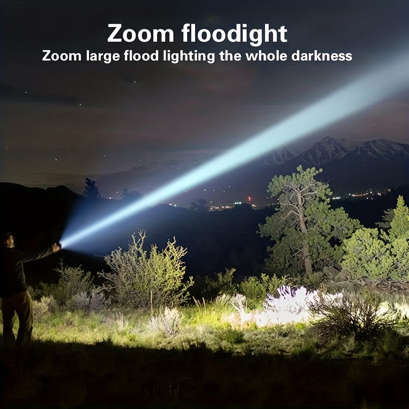 Super Powerful Flashlight Rechargeable Torch Light High Power Strong LED White Flash Light Tactical Lantern with Charging Cable