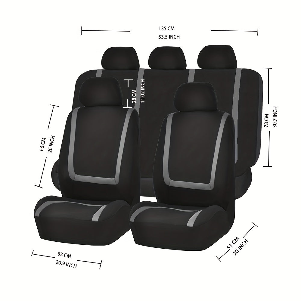 Universal Fit Car Seat Cover Full Set For Front And Rear 9 Pieces Pack Fit Most Cars