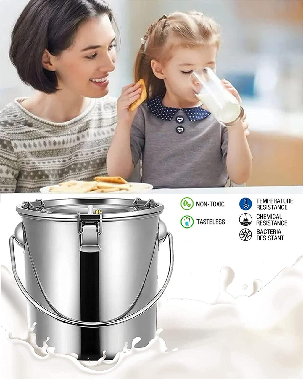 Lyn MilMachine for Goats, Automatic Pulsation Vacuum Pump Milker Food-Grade Goat MilMachine, Portable Farm Supplies for Nigerian Dwarfs, Nubian Mix (3L,US Plug)