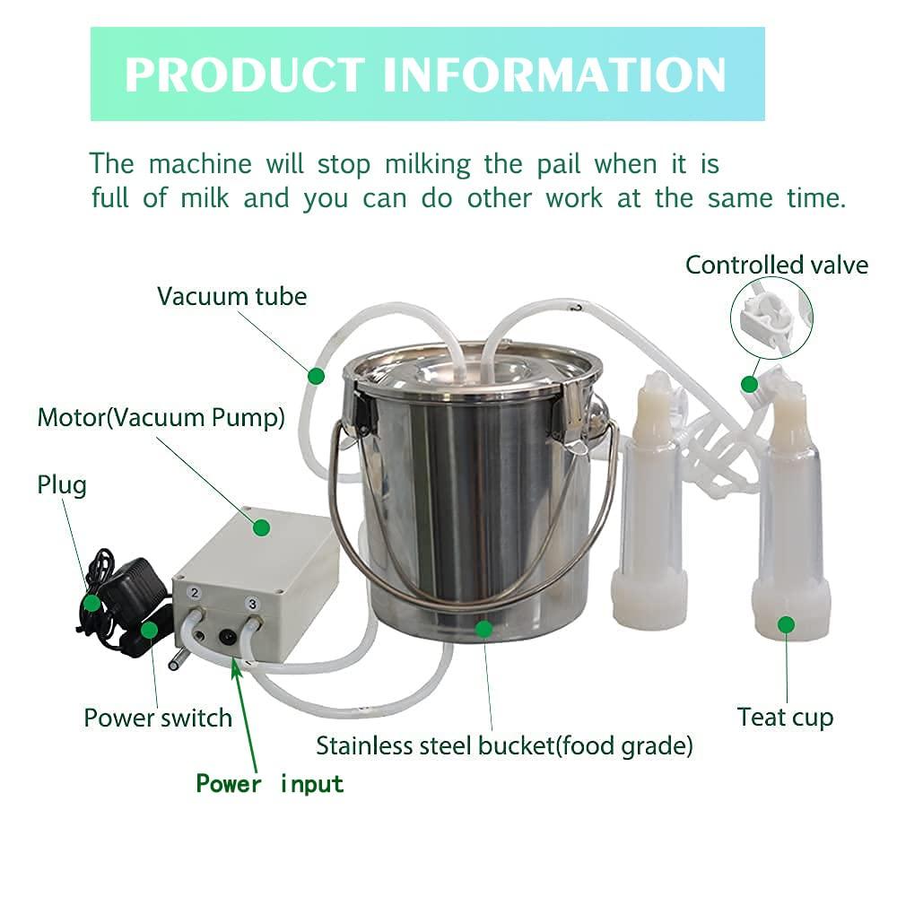 Lyn MilMachine for Goats, Automatic Pulsation Vacuum Pump Milker Food-Grade Goat MilMachine, Portable Farm Supplies for Nigerian Dwarfs, Nubian Mix (3L,US Plug)
