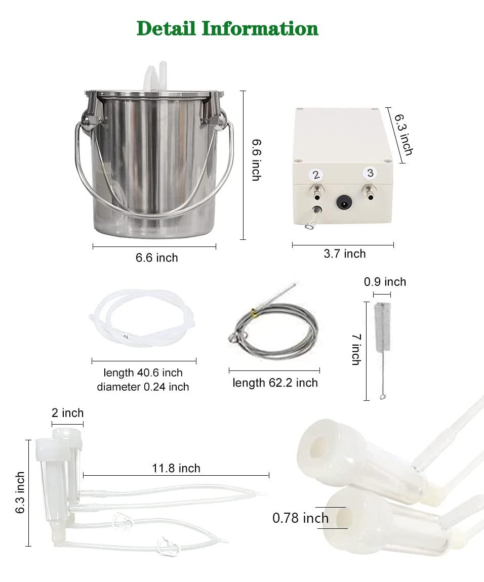 Lyn MilMachine for Goats, Automatic Pulsation Vacuum Pump Milker Food-Grade Goat MilMachine, Portable Farm Supplies for Nigerian Dwarfs, Nubian Mix (3L,US Plug)