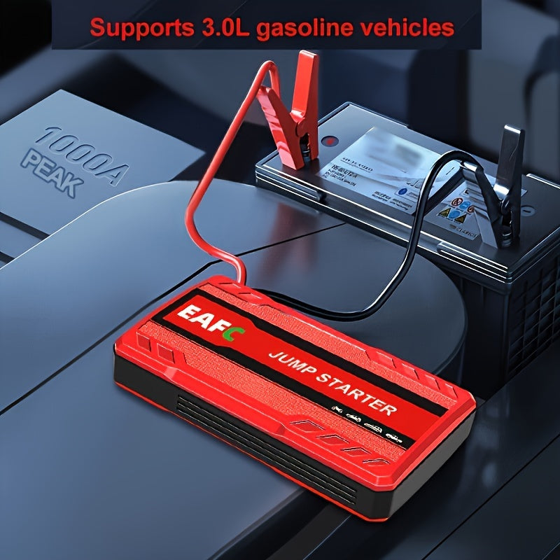 Portable Car Jump Starter Battery Power Bank Emergency Booster With LED Light 12V Auto Starting Device Support Starting 12V Gasoline Cars Up To 101.44oz